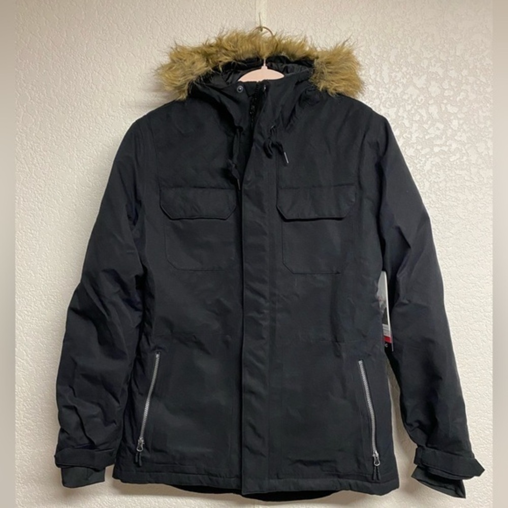 Pulse Women's Black Puffer Jacket with Faux Fur Hood